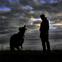 Buy canvas prints of Man and Dog by Richard Cruttwell