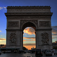 Buy canvas prints of Arc de Triomphe at Sunset by Richard Cruttwell