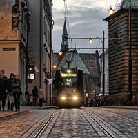 Buy canvas prints of Approaching Tram by Richard Cruttwell