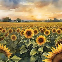 Buy canvas prints of Field of Sunflowers by Scott Anderson