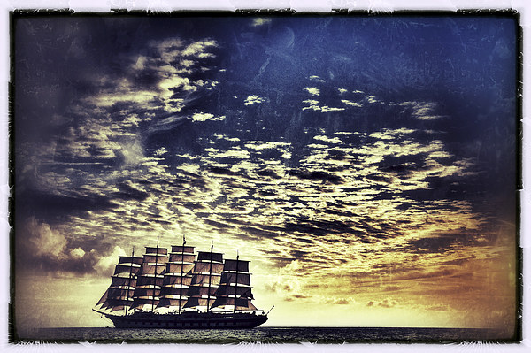Clipper Ship at Sunset Picture Board by Scott Anderson
