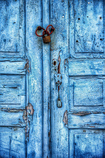 Cyan Blue Door Picture Board by Scott Anderson