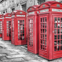 Buy canvas prints of Red Phone Boxes in London by Scott Anderson