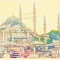 Buy canvas prints of  Blue Mosque, Istanbul, Turkey by Scott Anderson