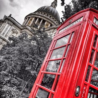 Buy canvas prints of  London Phone Box and St Pauls by Scott Anderson