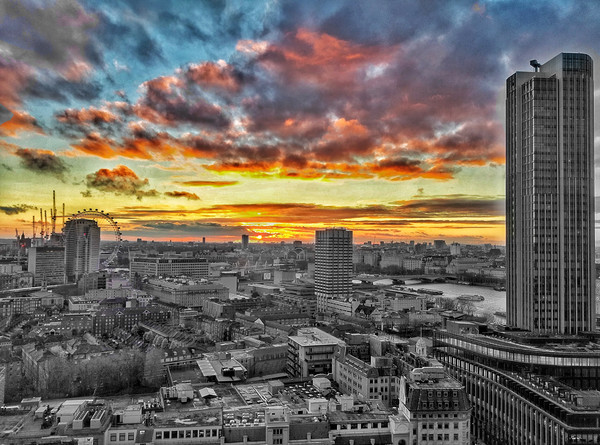 Sunset over London Picture Board by Scott Anderson