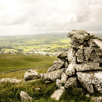Buy canvas prints of Limestone Cairn, Overlooking Settle by Thomas Milner