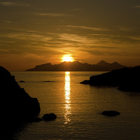 Buy canvas prints of Sunset over Eigg and Rum by Dan Ward