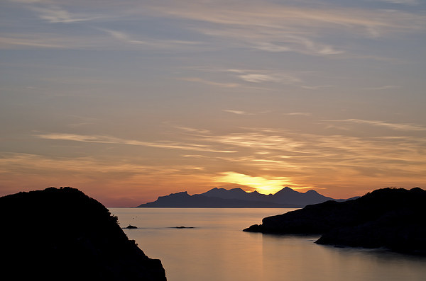 Sunset over Eigg and Rum Picture Board by Dan Ward