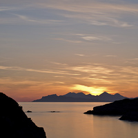 Buy canvas prints of Sunset over Eigg and Rum by Dan Ward