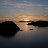 Buy canvas prints of sunset over Eigg and Rum by Dan Ward