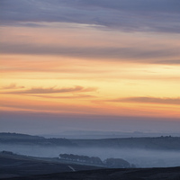 Buy canvas prints of Misty Morning Sunrise by Dan Ward