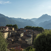 Buy canvas prints of  Roof tops of Barga, Tuscany by Dan Ward