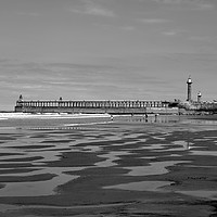 Buy canvas prints of Whitby Pier and Tide Pools by Dan Ward
