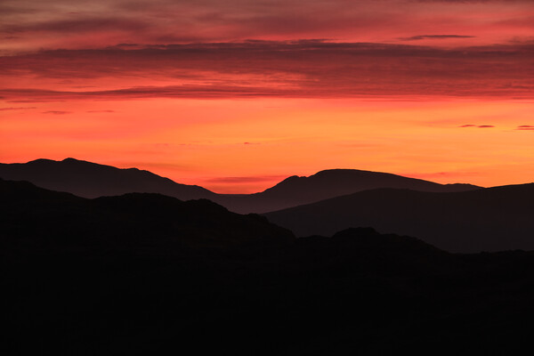 Sunset Mountain layers, The Lake District Picture Board by Dan Ward