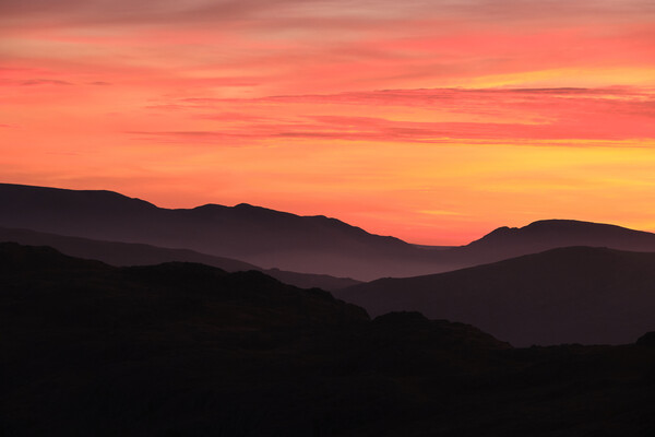 Sunset Mountain layers, The Lake District Picture Board by Dan Ward