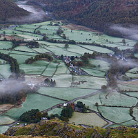Buy canvas prints of Early morning frost over Borrowdale, The Lake District by Dan Ward