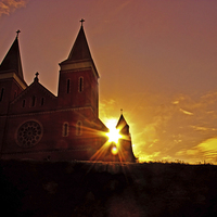 Buy canvas prints of St Vincent Basilica at Sunset by Tom and Dawn Gari