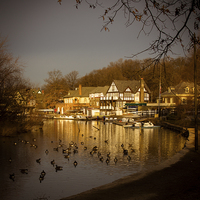 Buy canvas prints of  Golden Light at Boathouse Row by Tom and Dawn Gari