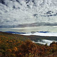 Buy canvas prints of  Foggy Morning Cloudy Sky by Tom and Dawn Gari