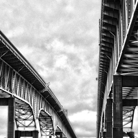 Buy canvas prints of  Gold Star Memorial Bridge Black and White by Tom and Dawn Gari
