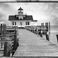 Buy canvas prints of  Black and White  Roanoke Lighthouse by Tom and Dawn Gari