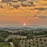 Buy canvas prints of Tuscan Sunset by David Preston