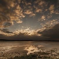 Buy canvas prints of Sunset at Budle Bay by David Preston