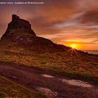 Buy canvas prints of Lindisfarne Castle at sunrise by David Preston