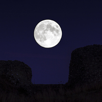 Buy canvas prints of lucidimages-moon-old-sarum by Raymond  Morrison