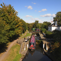 Buy canvas prints of Canal Lock gates opening at Kings Langley by Elizabeth Debenham