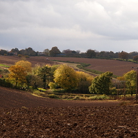Buy canvas prints of Ploughed Fields in Autumn by Elizabeth Debenham