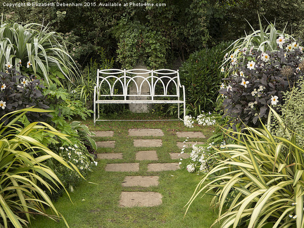 A Peaceful Seat in the White garden at Chenies  Picture Board by Elizabeth Debenham