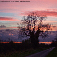 Buy canvas prints of Pink and grey sunset in Lincolnshire by Elizabeth Debenham