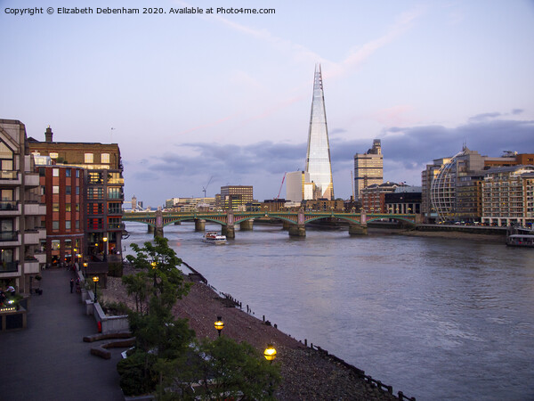 The Shard and The Thames at Dusk Picture Board by Elizabeth Debenham