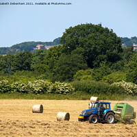Buy canvas prints of Tractor and Baler in Early Summer by Elizabeth Debenham