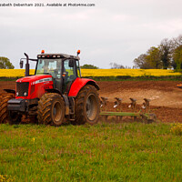 Buy canvas prints of Two Tractors, ploughing and tilling together by Elizabeth Debenham