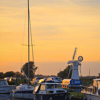 Buy canvas prints of Thurne mill Norfolk at sunset by Chris Warren