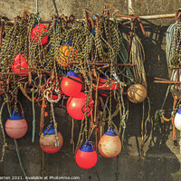 Buy canvas prints of Fishing nets and bouys at Sheringham Norfolk by Chris Warren
