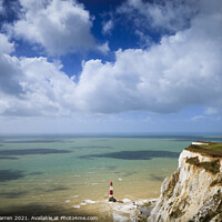 Buy canvas prints of Lighthouse and cliffs Beachy Head East Sussex  by Chris Warren