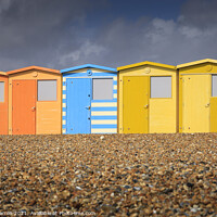 Buy canvas prints of colourful beach huts Seaford East Sussex England by Chris Warren