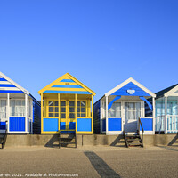 Buy canvas prints of Colourful beach huts at Southwold Suffolk England  by Chris Warren