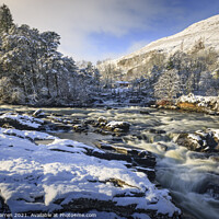 Buy canvas prints of Falls of Dochart Killin Scotland in winter  by Chris Warren