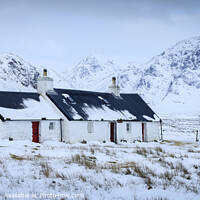 Buy canvas prints of Black Rock Cottage Glencoe Scotland in winter snow by Chris Warren