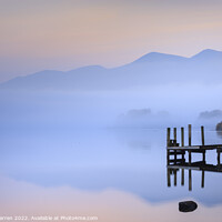 Buy canvas prints of Jetty in the mist at Derwent Water Cumbria Lake Di by Chris Warren