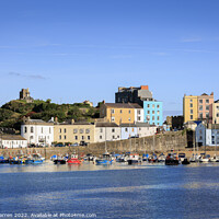 Buy canvas prints of Tenby Harbour and colourful Geogain houses by Chris Warren