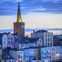 Buy canvas prints of Tenby town in the evening light Pembrokeshire Wale by Chris Warren