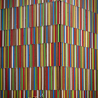 Buy canvas prints of Coloured Pattern in Wooden Cladding in Leeds by Chris Warren