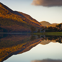 Buy canvas prints of Lake Buttermere Autumn Reflection by Chris Warren