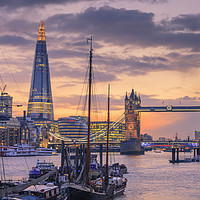 Buy canvas prints of Tower Bridge and The Shard London twilight by Chris Warren